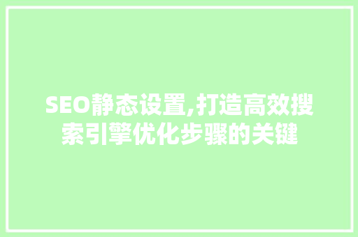 SEO静态设置,打造高效搜索引擎优化步骤的关键