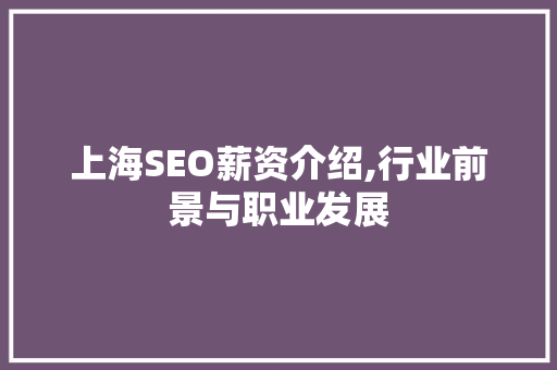 上海SEO薪资介绍,行业前景与职业发展