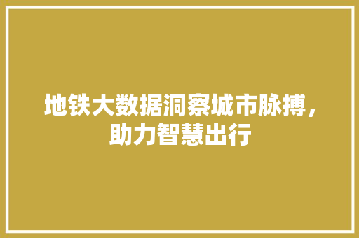 地铁大数据洞察城市脉搏，助力智慧出行