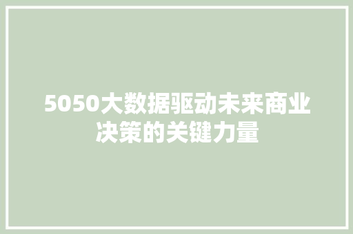 5050大数据驱动未来商业决策的关键力量