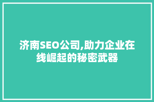济南SEO公司,助力企业在线崛起的秘密武器