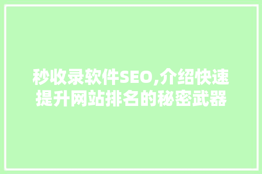 秒收录软件SEO,介绍快速提升网站排名的秘密武器