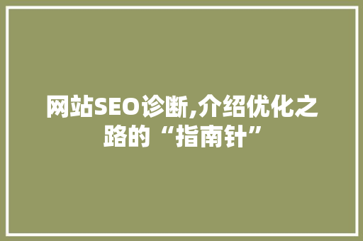 网站SEO诊断,介绍优化之路的“指南针”