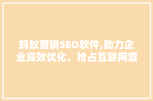 蚂蚁营销SEO软件,助力企业高效优化，抢占互联网营销制高点