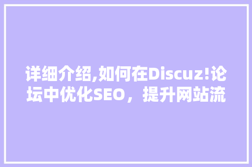 详细介绍,如何在Discuz!论坛中优化SEO，提升网站流量与排名
