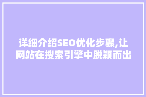 详细介绍SEO优化步骤,让网站在搜索引擎中脱颖而出