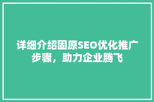 详细介绍固原SEO优化推广步骤，助力企业腾飞