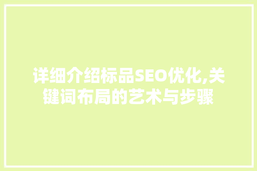 详细介绍标品SEO优化,关键词布局的艺术与步骤