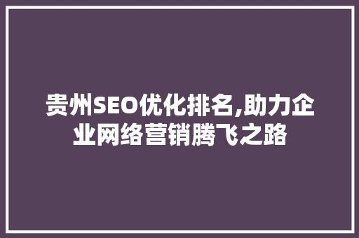 贵州SEO优化排名,助力企业网络营销腾飞之路