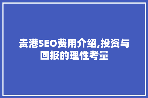 贵港SEO费用介绍,投资与回报的理性考量