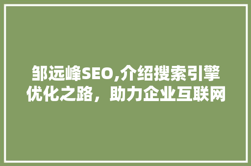 邹远峰SEO,介绍搜索引擎优化之路，助力企业互联网营销