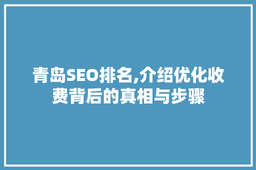 青岛SEO排名,介绍优化收费背后的真相与步骤