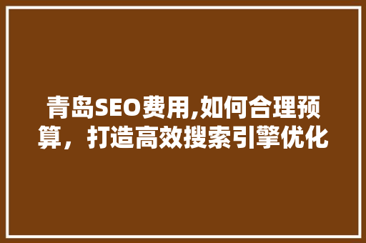 青岛SEO费用,如何合理预算，打造高效搜索引擎优化步骤