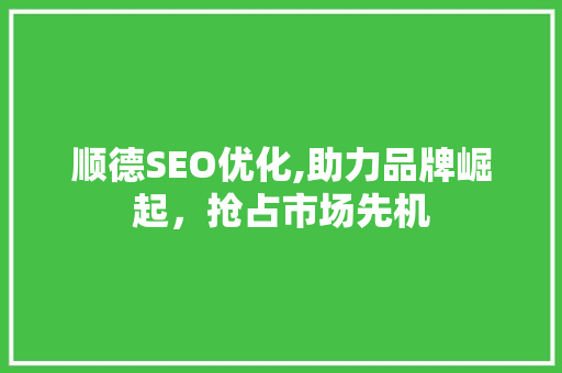 顺德SEO优化,助力品牌崛起，抢占市场先机