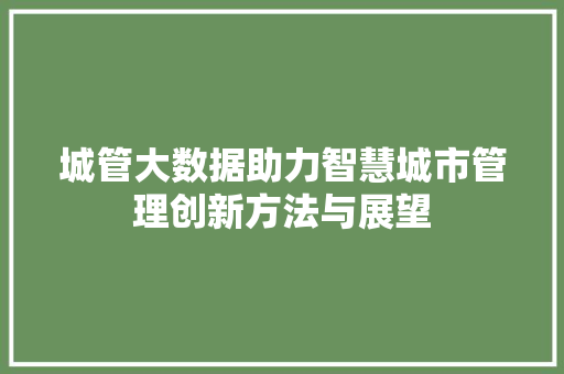 城管大数据助力智慧城市管理创新方法与展望  第1张