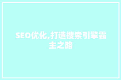 SEO优化,打造搜索引擎霸主之路