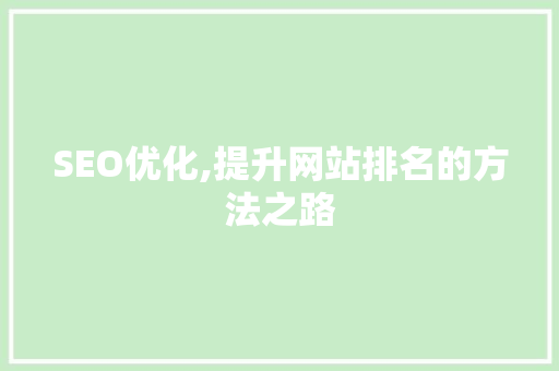 SEO优化,提升网站排名的方法之路