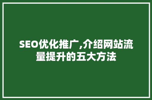 SEO优化推广,介绍网站流量提升的五大方法