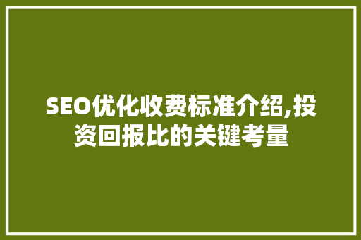 SEO优化收费标准介绍,投资回报比的关键考量