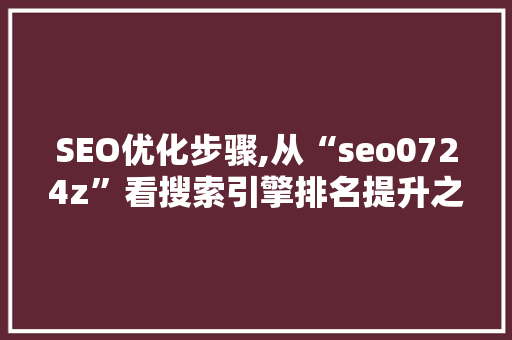 SEO优化步骤,从“seo0724z”看搜索引擎排名提升之路