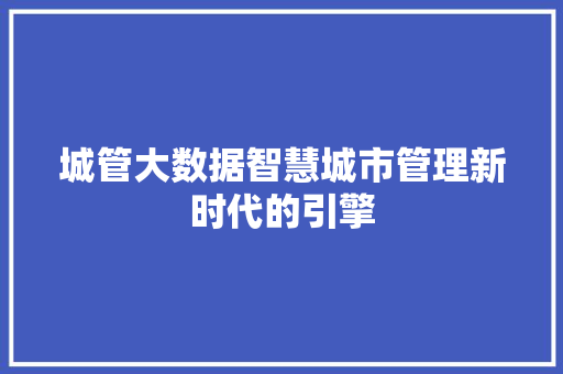 城管大数据智慧城市管理新时代的引擎