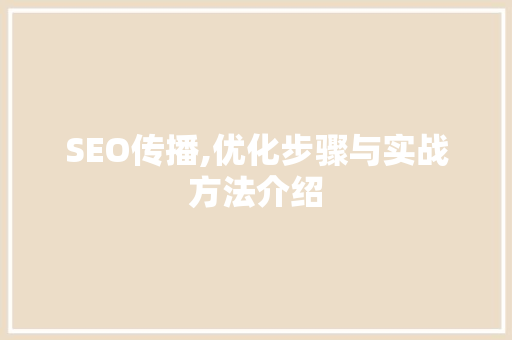 SEO传播,优化步骤与实战方法介绍