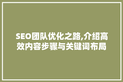 SEO团队优化之路,介绍高效内容步骤与关键词布局  第1张