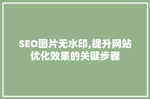 SEO图片无水印,提升网站优化效果的关键步骤
