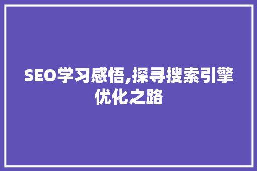 SEO学习感悟,探寻搜索引擎优化之路