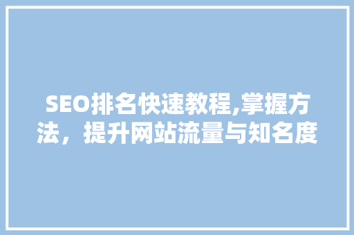 SEO排名快速教程,掌握方法，提升网站流量与知名度