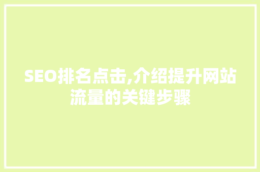 SEO排名点击,介绍提升网站流量的关键步骤