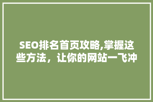 SEO排名首页攻略,掌握这些方法，让你的网站一飞冲天！