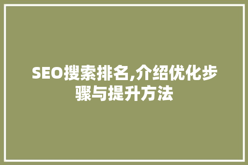 SEO搜索排名,介绍优化步骤与提升方法