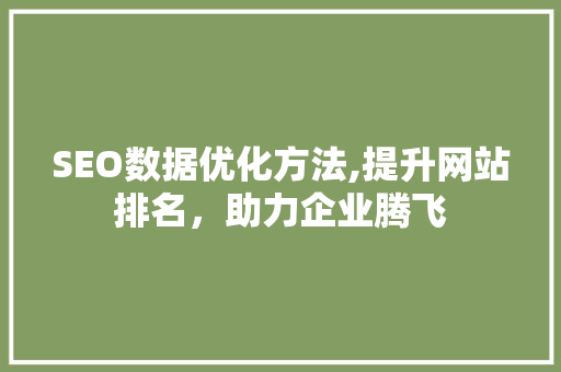 SEO数据优化方法,提升网站排名，助力企业腾飞