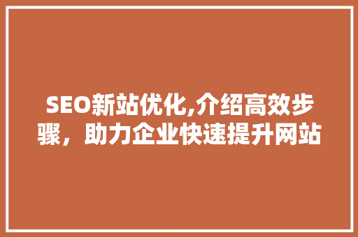 SEO新站优化,介绍高效步骤，助力企业快速提升网站排名  第1张