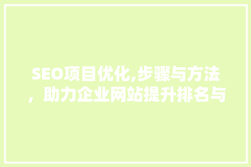 SEO项目优化,步骤与方法，助力企业网站提升排名与流量