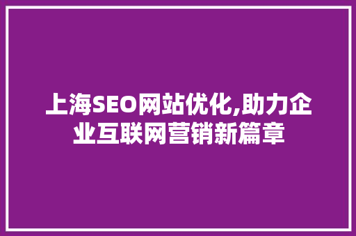 上海SEO网站优化,助力企业互联网营销新篇章  第1张