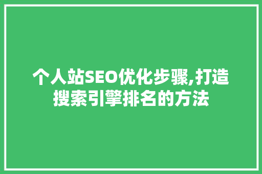 个人站SEO优化步骤,打造搜索引擎排名的方法