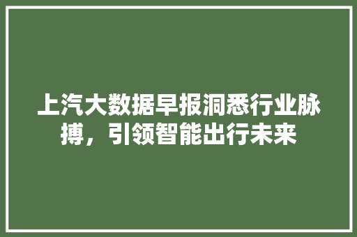 上汽大数据早报洞悉行业脉搏，引领智能出行未来