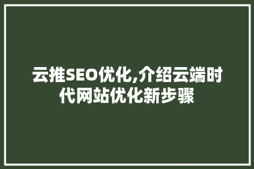 云推SEO优化,介绍云端时代网站优化新步骤  第1张