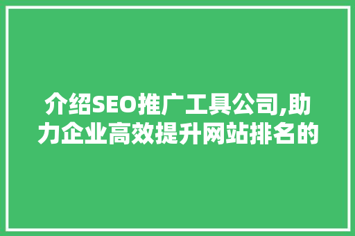 介绍SEO推广工具公司,助力企业高效提升网站排名的秘密武器