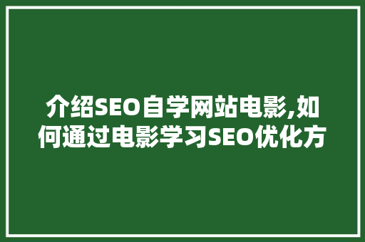 介绍SEO自学网站电影,如何通过电影学习SEO优化方法