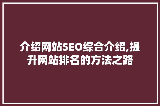 介绍网站SEO综合介绍,提升网站排名的方法之路