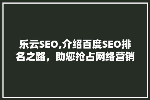 乐云SEO,介绍百度SEO排名之路，助您抢占网络营销高地