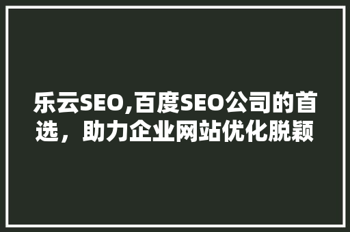 乐云SEO,百度SEO公司的首选，助力企业网站优化脱颖而出