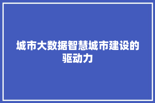 城市大数据智慧城市建设的驱动力  第1张