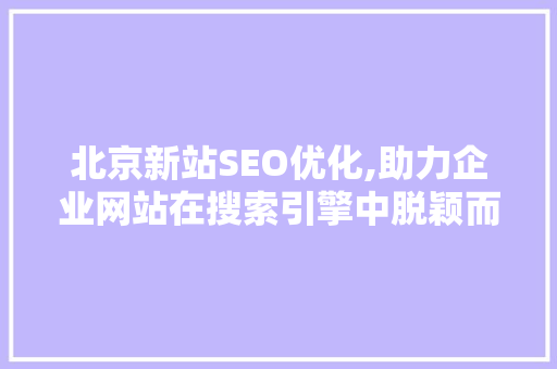 北京新站SEO优化,助力企业网站在搜索引擎中脱颖而出