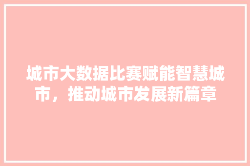 城市大数据比赛赋能智慧城市，推动城市发展新篇章  第1张