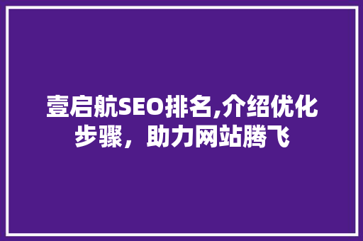 壹启航SEO排名,介绍优化步骤，助力网站腾飞