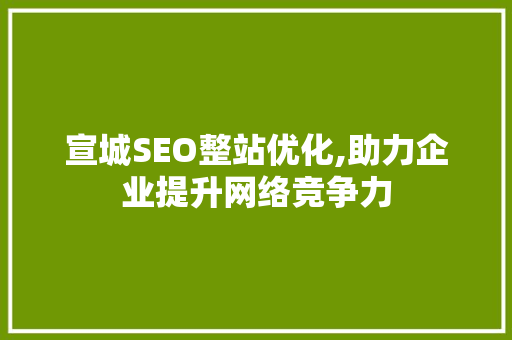 宣城SEO整站优化,助力企业提升网络竞争力